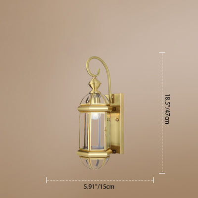 Moderne lampe murale de luxe étanche en cylindre rectangulaire demi-rond en cuivre et verre 1/3/6 lumières pour jardin 