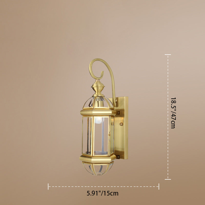 Moderne lampe murale de luxe étanche en cylindre rectangulaire demi-rond en cuivre et verre 1/3/6 lumières pour jardin 