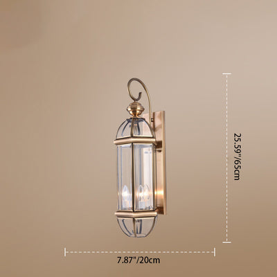 Moderne lampe murale de luxe étanche en cylindre rectangulaire demi-rond en cuivre et verre 1/3/6 lumières pour jardin 