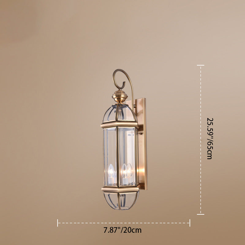 Moderne lampe murale de luxe étanche en cylindre rectangulaire demi-rond en cuivre et verre 1/3/6 lumières pour jardin 