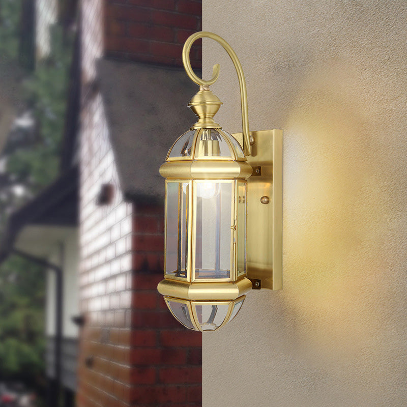 Moderne lampe murale de luxe étanche en cylindre rectangulaire demi-rond en cuivre et verre 1/3/6 lumières pour jardin 