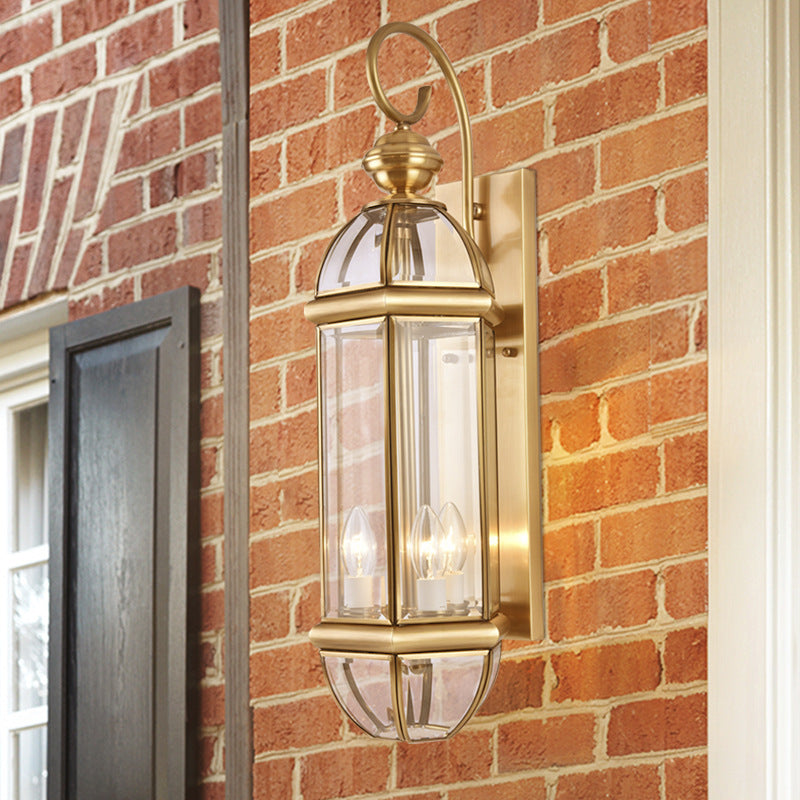 Moderne lampe murale de luxe étanche en cylindre rectangulaire demi-rond en cuivre et verre 1/3/6 lumières pour jardin 