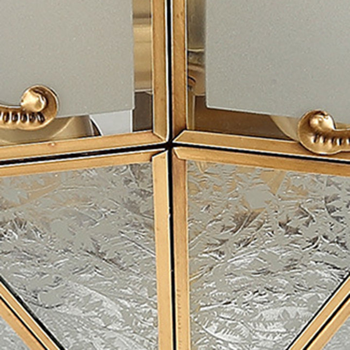 Ombrelle Vintage Traditionnelle en Demi-Cercle Motif Rayé Verre Cuivre 3/4/6 Lumières Plafonnier Encastré Pour Salon 