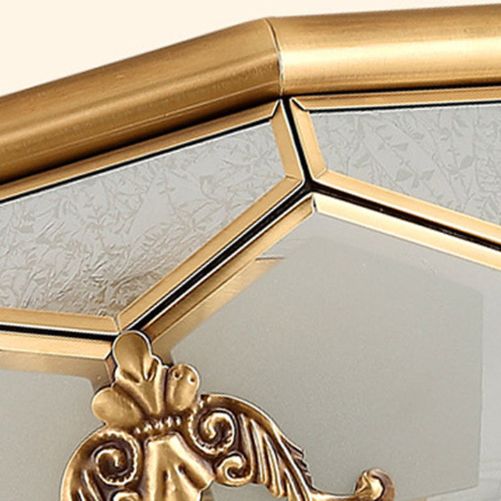 Ombrelle Vintage Traditionnelle en Demi-Cercle Motif Rayé Verre Cuivre 3/4/6 Lumières Plafonnier Encastré Pour Salon 