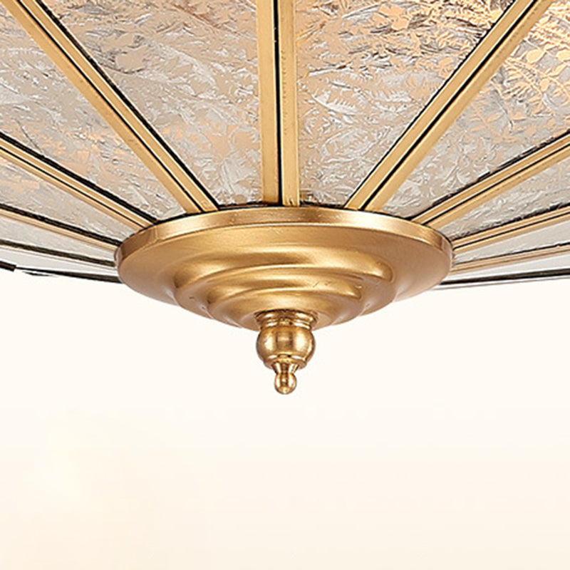 Ombrelle Vintage Traditionnelle en Demi-Cercle Motif Rayé Verre Cuivre 3/4/6 Lumières Plafonnier Encastré Pour Salon 
