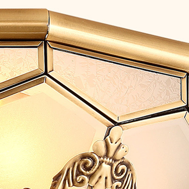 Ombrelle Vintage Traditionnelle en Demi-Cercle Motif Rayé Verre Cuivre 3/4/6 Lumières Plafonnier Encastré Pour Salon 
