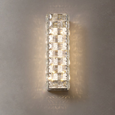 Modern Luxury Rectangle Square Stainless Steel Crystal LED Wall Sconce Lamp For Bedroom