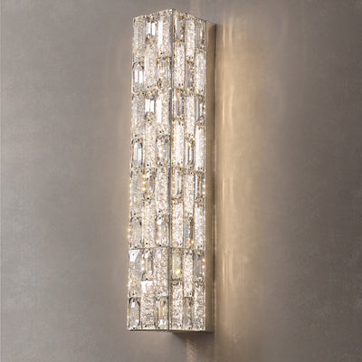 Modern Luxury Rectangle Square Stainless Steel Crystal LED Wall Sconce Lamp For Bedroom