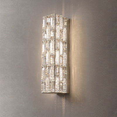 Modern Luxury Rectangle Square Stainless Steel Crystal LED Wall Sconce Lamp For Bedroom