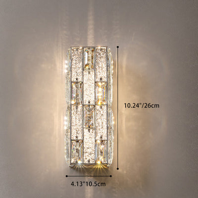 Modern Luxury Rectangle Square Stainless Steel Crystal LED Wall Sconce Lamp For Bedroom