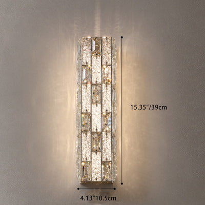 Modern Luxury Rectangle Square Stainless Steel Crystal LED Wall Sconce Lamp For Bedroom