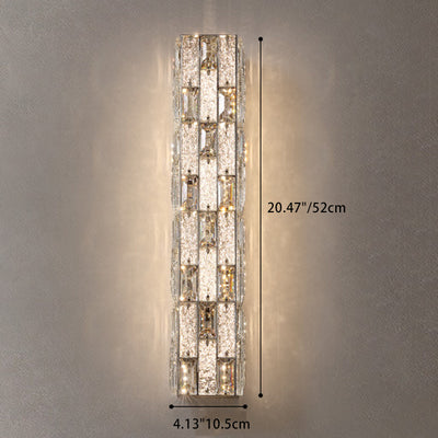 Modern Luxury Rectangle Square Stainless Steel Crystal LED Wall Sconce Lamp For Bedroom