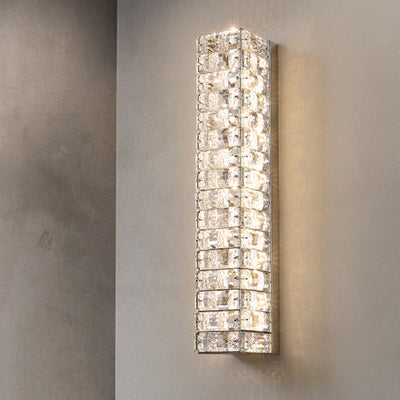 Modern Luxury Rectangle Square Stainless Steel Crystal LED Wall Sconce Lamp For Bedroom