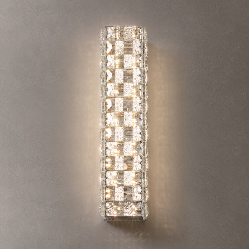 Modern Luxury Rectangle Square Stainless Steel Crystal LED Wall Sconce Lamp For Bedroom