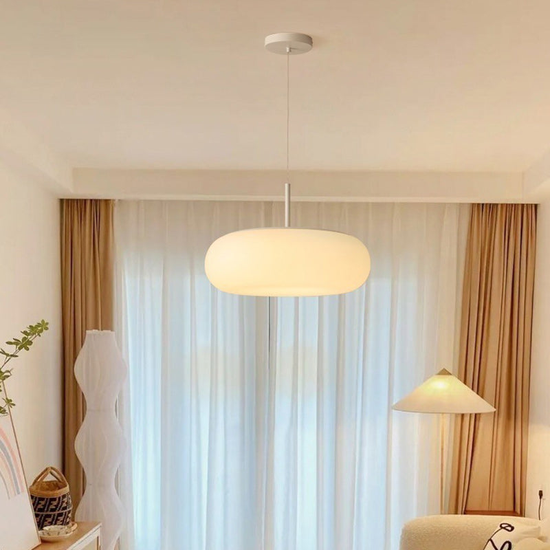 Lustre à LED contemporain scandinave ovale en fer et acrylique pour chambre à coucher 