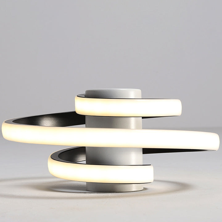 Plafonnier LED semi-encastré contemporain scandinave en aluminium, fer et silicone avec cylindre rectangulaire en spirale longue pour salon 