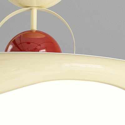 Plafonnier LED semi-affleurant moderne minimaliste à base de demi-cercle en arc ondulé rond en fer et acrylique pour chambre 