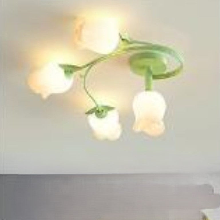Plafonnier semi-encastré contemporain en forme de branche créative avec fleurs de rose en fer long PE 4/5/6/10 lumières pour salon 