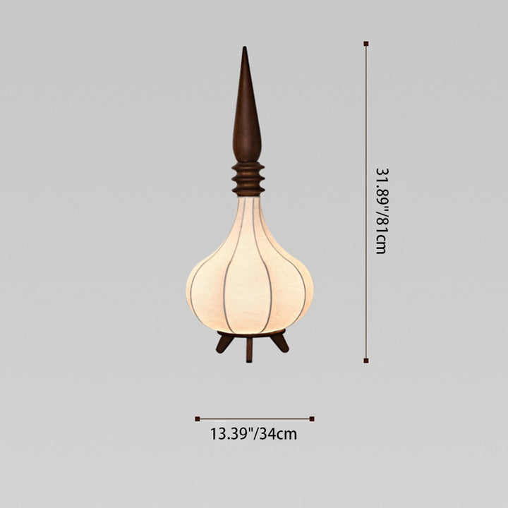 Lampe de sol LED en bois de frêne à couches multiples avec tissu et forme de larme ovale traditionnelle française pour salon 
