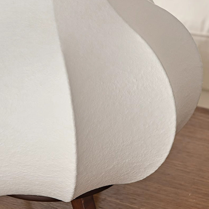 Lampe de sol LED en bois de frêne à couches multiples avec tissu et forme de larme ovale traditionnelle française pour salon 