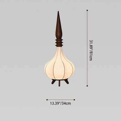 Traditionelle französische ovale Teardrop-Zwiebel-Stehlampe aus mehrschichtigem Eschenholzgewebe mit LED-Beleuchtung für Wohnzimmer 