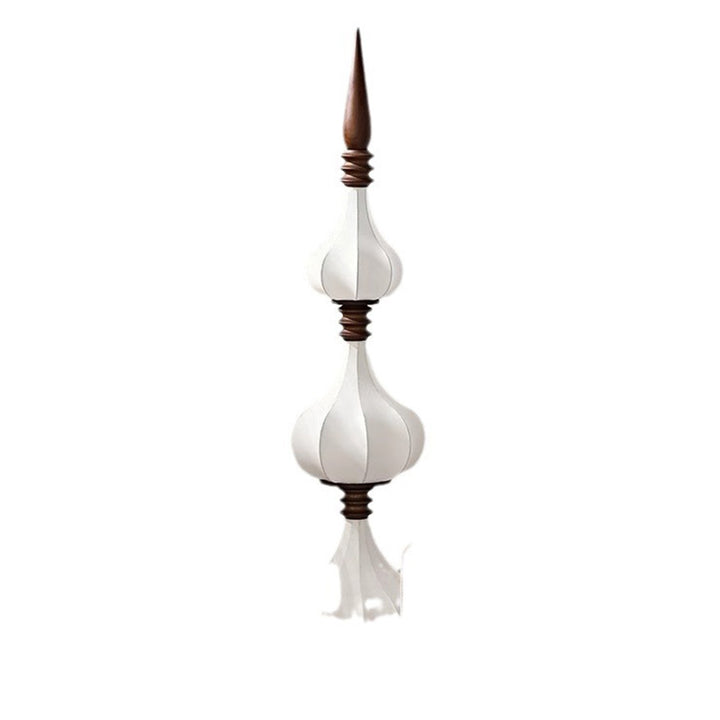 Lampe de sol LED en bois de frêne à couches multiples avec tissu et forme de larme ovale traditionnelle française pour salon 