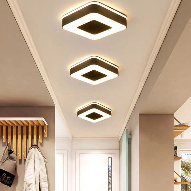 Plafonnier LED en fer acrylique creux cylindrique carré rond minimaliste moderne pour salon 