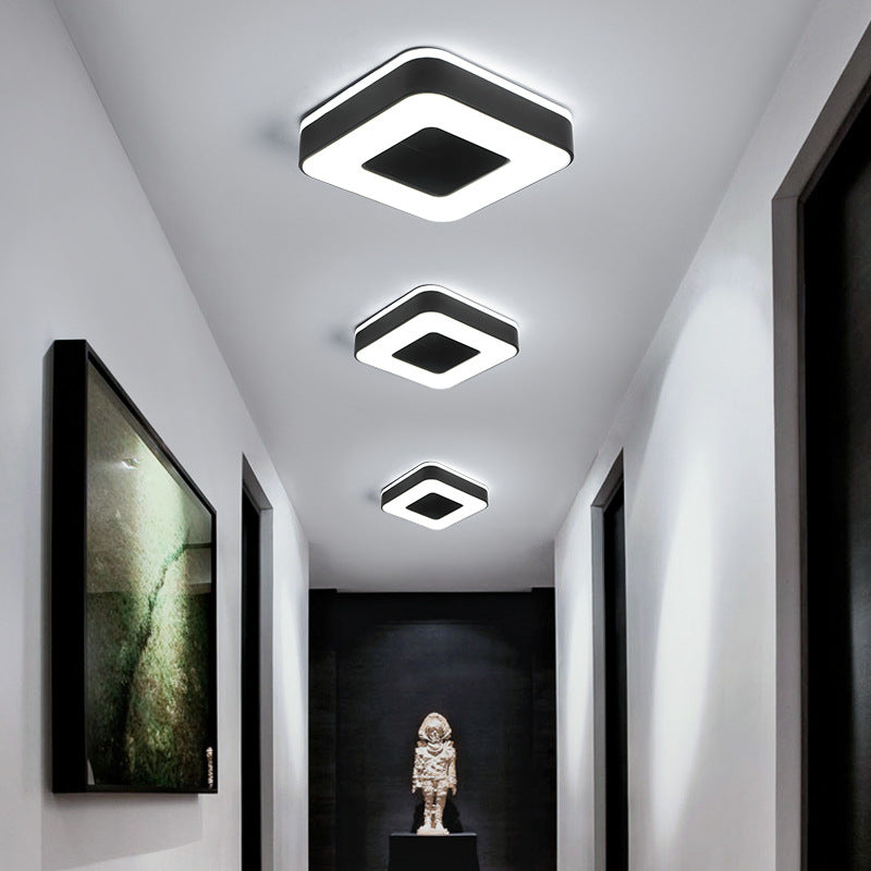 Plafonnier LED en fer acrylique creux cylindrique carré rond minimaliste moderne pour salon 