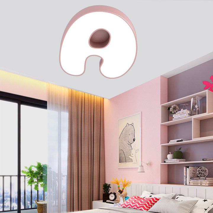 Contemporary Scandinavian Cartoon Kids Letter Iron Acrylic LED Flush Mount Ceiling Light For Bedroom