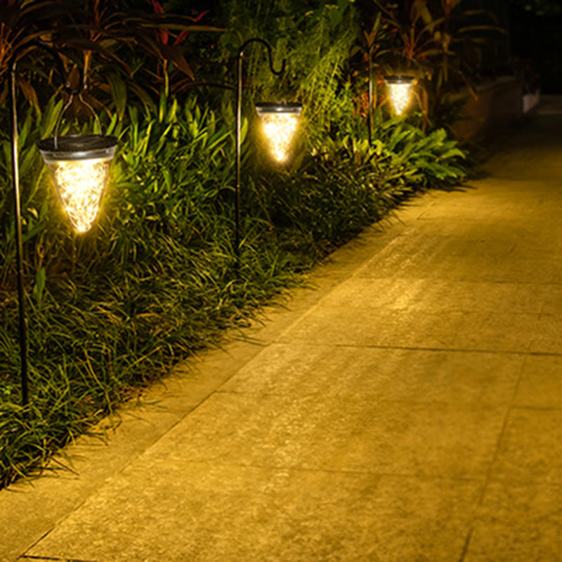 Lumière Suspendue à LED Étanche Solaire Minimaliste Moderne en Filigrane en Cône PC ABS pour Jardin 