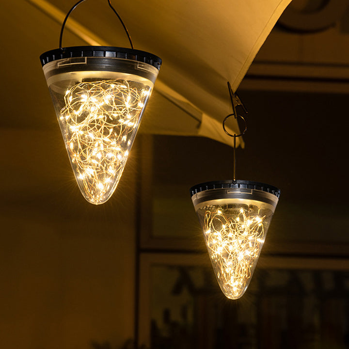 Lumière Suspendue à LED Étanche Solaire Minimaliste Moderne en Filigrane en Cône PC ABS pour Jardin 