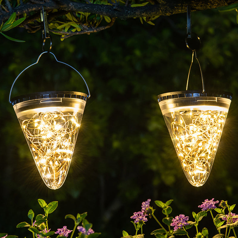 Lumière Suspendue à LED Étanche Solaire Minimaliste Moderne en Filigrane en Cône PC ABS pour Jardin 