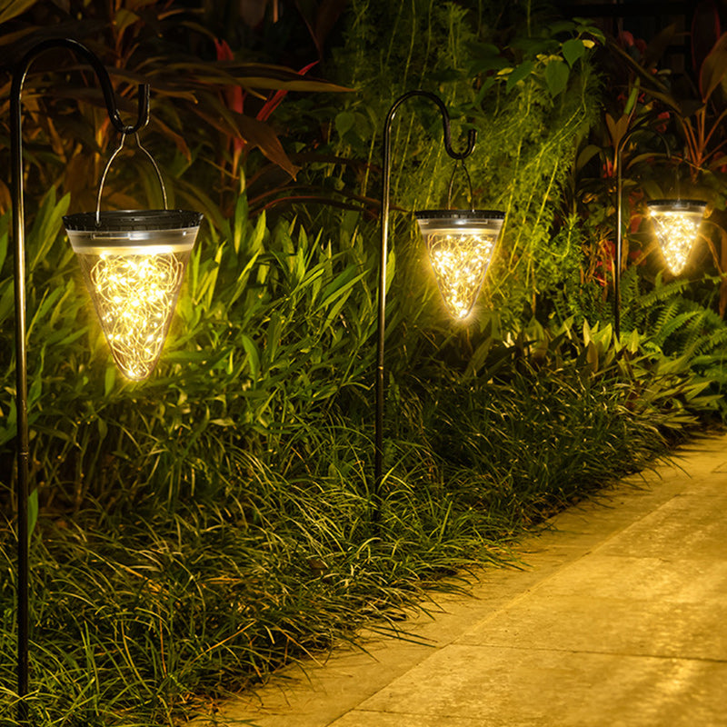 Lumière Suspendue à LED Étanche Solaire Minimaliste Moderne en Filigrane en Cône PC ABS pour Jardin 