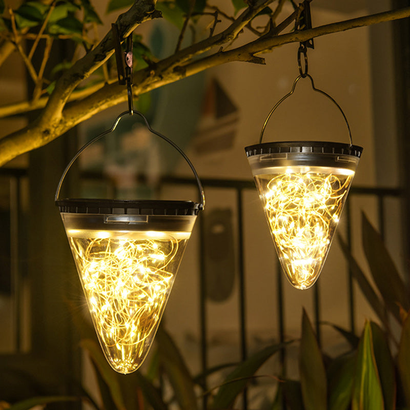 Lumière Suspendue à LED Étanche Solaire Minimaliste Moderne en Filigrane en Cône PC ABS pour Jardin 