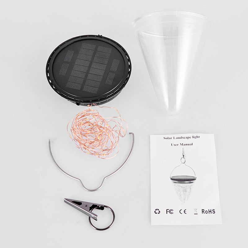 Lumière Suspendue à LED Étanche Solaire Minimaliste Moderne en Filigrane en Cône PC ABS pour Jardin 
