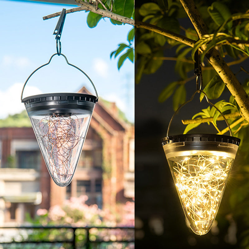 Lumière Suspendue à LED Étanche Solaire Minimaliste Moderne en Filigrane en Cône PC ABS pour Jardin 