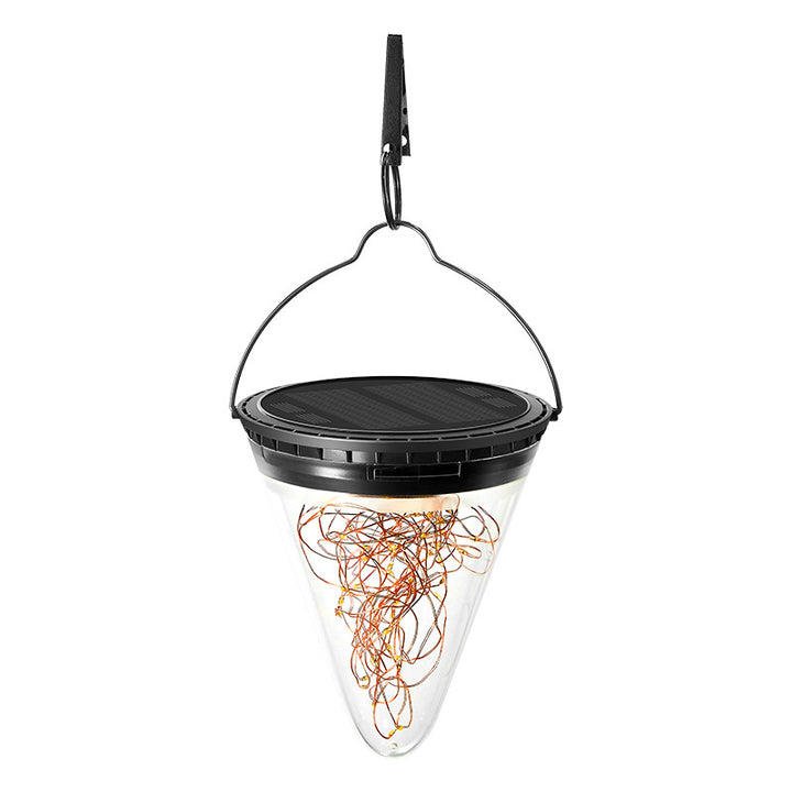 Lumière Suspendue à LED Étanche Solaire Minimaliste Moderne en Filigrane en Cône PC ABS pour Jardin 