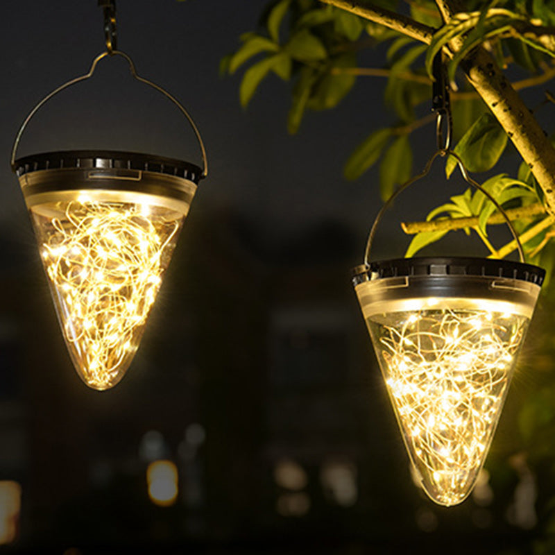 Lumière Suspendue à LED Étanche Solaire Minimaliste Moderne en Filigrane en Cône PC ABS pour Jardin 