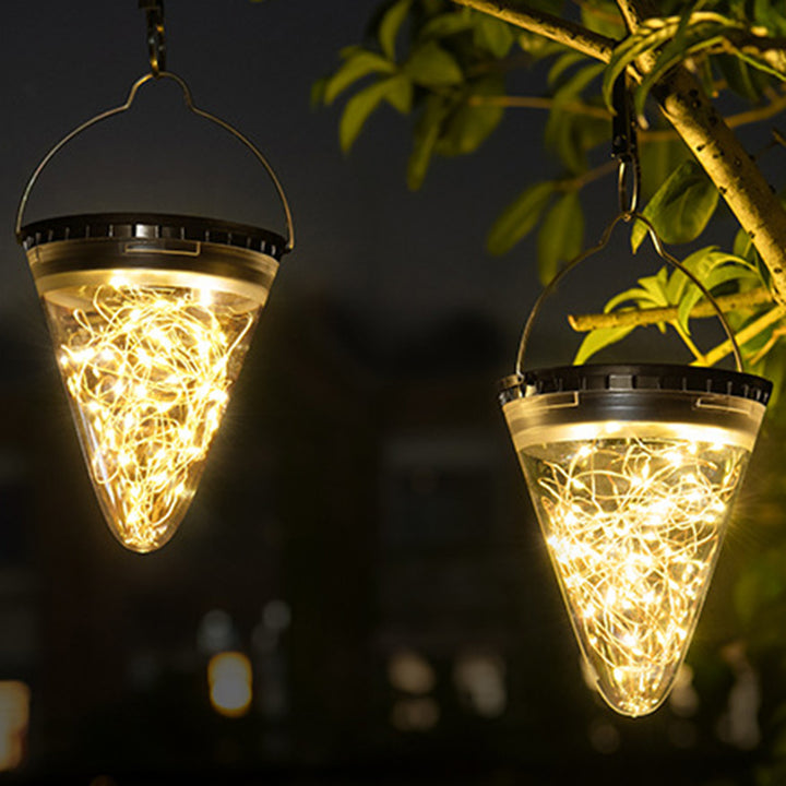 Lumière Suspendue à LED Étanche Solaire Minimaliste Moderne en Filigrane en Cône PC ABS pour Jardin 
