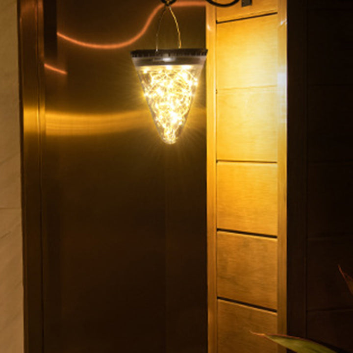 Lumière Suspendue à LED Étanche Solaire Minimaliste Moderne en Filigrane en Cône PC ABS pour Jardin 
