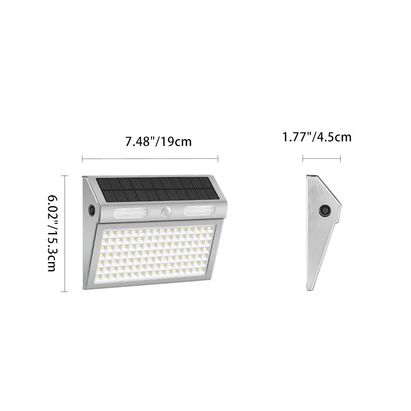 Applique Murale Extérieure Moderne Minimaliste Solaire Étanche Rectangle Trapézoïdal en Acier Inoxydable PC LED Pour Jardin 
