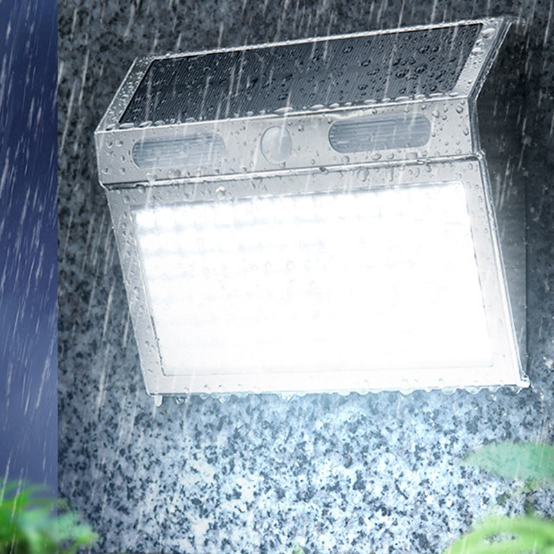 Applique Murale Extérieure Moderne Minimaliste Solaire Étanche Rectangle Trapézoïdal en Acier Inoxydable PC LED Pour Jardin 