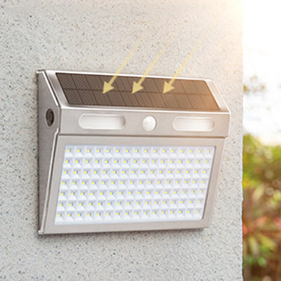 Applique Murale Extérieure Moderne Minimaliste Solaire Étanche Rectangle Trapézoïdal en Acier Inoxydable PC LED Pour Jardin 