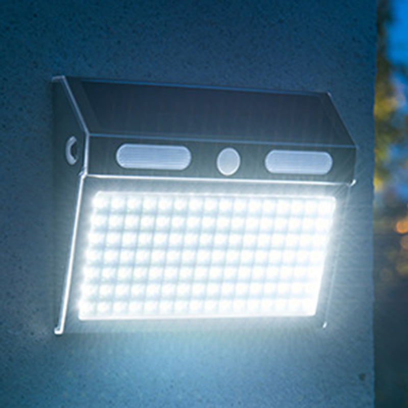 Applique Murale Extérieure Moderne Minimaliste Solaire Étanche Rectangle Trapézoïdal en Acier Inoxydable PC LED Pour Jardin 
