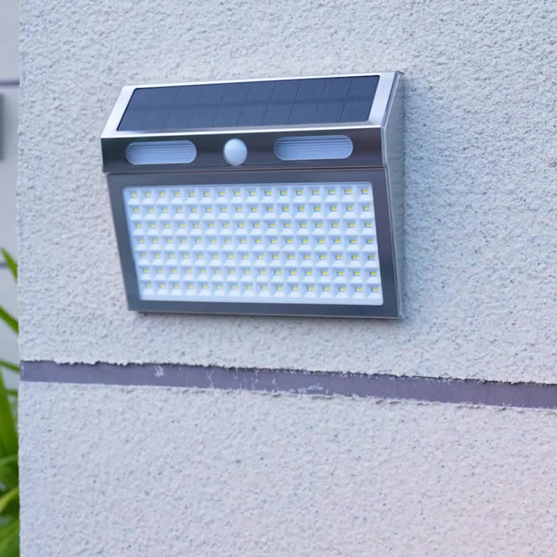 Applique Murale Extérieure Moderne Minimaliste Solaire Étanche Rectangle Trapézoïdal en Acier Inoxydable PC LED Pour Jardin 