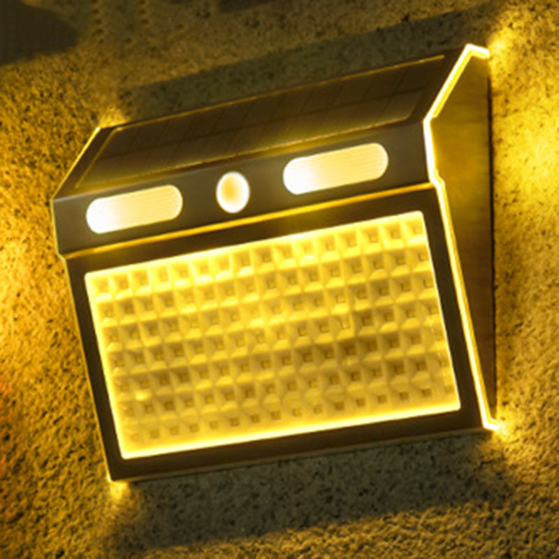 Applique Murale Extérieure Moderne Minimaliste Solaire Étanche Rectangle Trapézoïdal en Acier Inoxydable PC LED Pour Jardin 