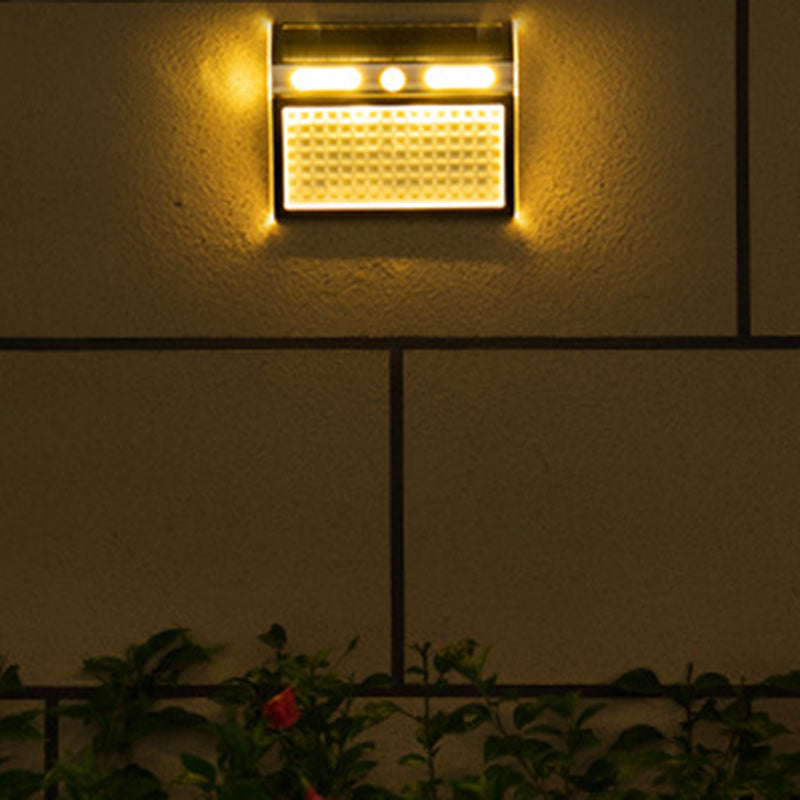 Applique Murale Extérieure Moderne Minimaliste Solaire Étanche Rectangle Trapézoïdal en Acier Inoxydable PC LED Pour Jardin 