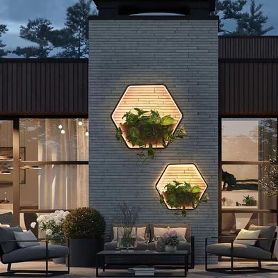 Applique murale extérieure LED en acier inoxydable et aluminium, contemporaine, scandinave, étanche, ronde, hexagonale, semi-circulaire, trapézoïdale pour jardin 