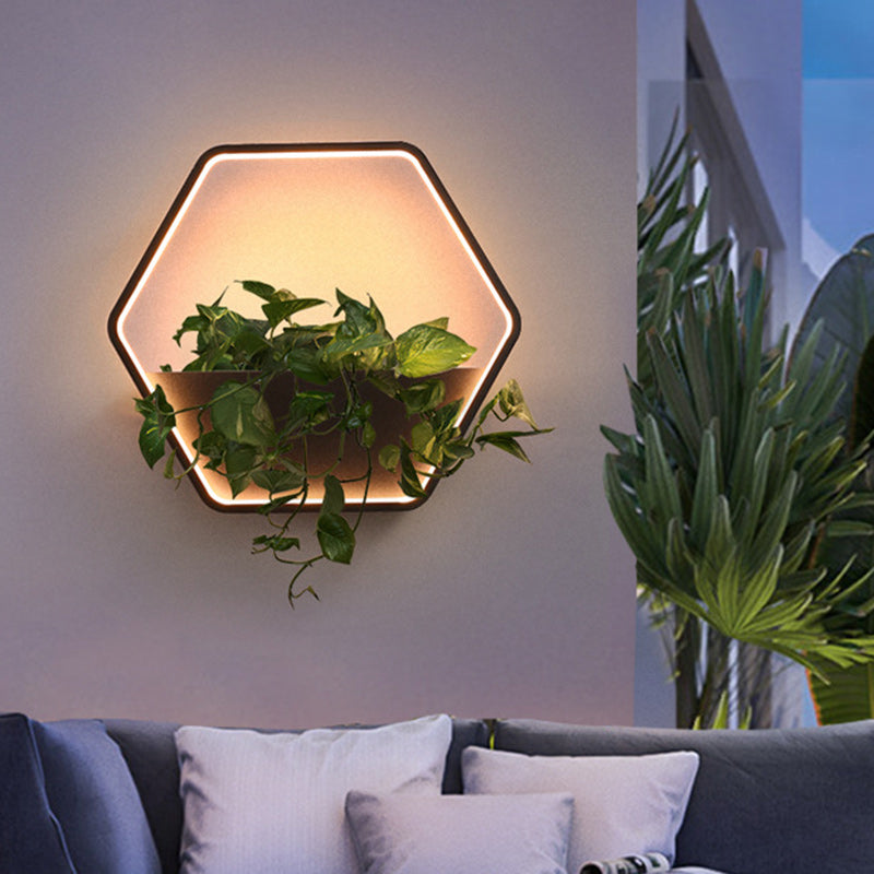 Applique murale extérieure LED en acier inoxydable et aluminium, contemporaine, scandinave, étanche, ronde, hexagonale, semi-circulaire, trapézoïdale pour jardin 