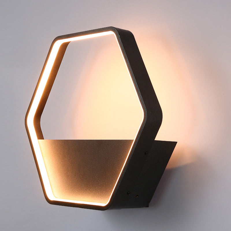 Applique murale extérieure LED en acier inoxydable et aluminium, contemporaine, scandinave, étanche, ronde, hexagonale, semi-circulaire, trapézoïdale pour jardin 